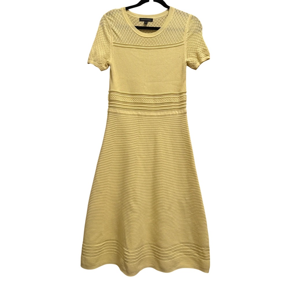 Banana Republic Lemon Drop Yellow Knit Fit & Flare Midi Sweater Dress XS